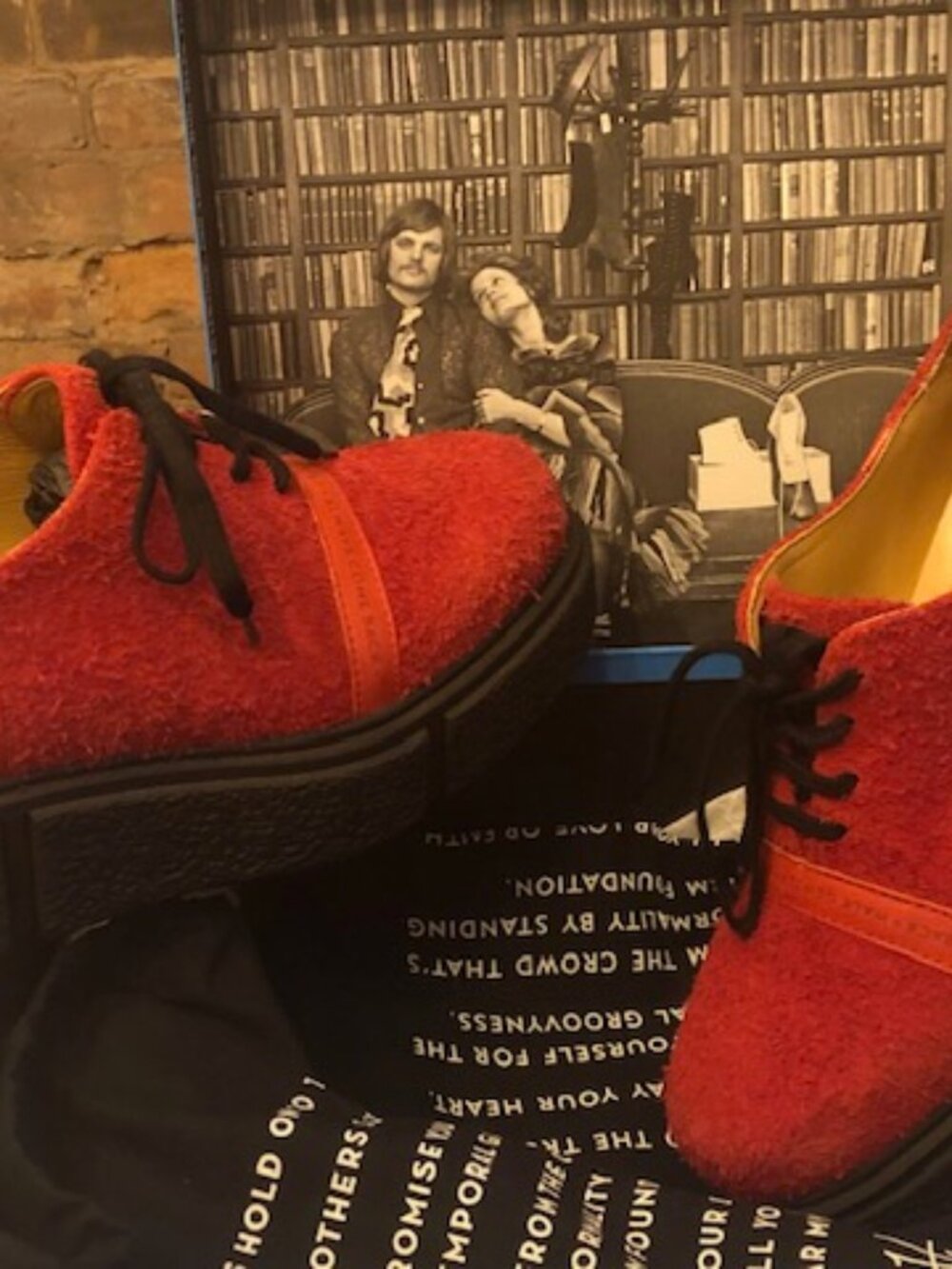 John Fluevog Red Suede Platform Brougues Size 9 women's great condition
